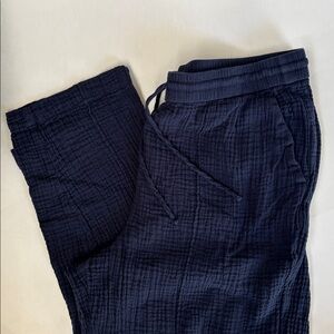 J Crew Navy Blue Gauze Cotton Pull On Pants Beach Women’s Size Large Tall